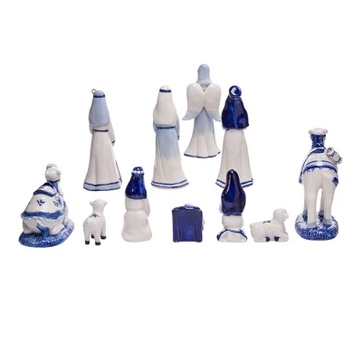 Kurt Adler 1.97-6.7 Inch Porcelain Delft Blue Nativity Set, 11-Piece Set 3 Kurt Adler 1.97-6.7 Inch Porcelain Delft Blue Nativity Set, 11-Piece Set - Image 3