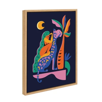 18" X 24" Sylvie Girl On Cheetah Framed Canvas Wall Art By Rachel Lee Natural - Kate And Laurel 1 18" X 24" Sylvie Girl On Cheetah Framed Canvas Wall Art By Rachel Lee Natural - Kate And Laurel