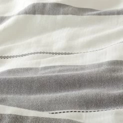 Herringbone Stripe Comforter & Sham Set Sour Cream/Railroad Gray