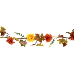 Northlight 5.5' X 6" Autumn Harvest Orange And Yellow Mums With Maple Leaves Garland - Unlit -Art Wall Deals Store GUEST 0d06895c d481 46c4 99fb 768372616142