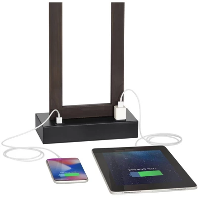 360 Lighting Todd Modern Table Lamp 30" Tall Bronze Rectangular With USB And AC Power Outlet In Base Oatmeal Fabric Shade For Living Room Office House 3 360 Lighting Todd Modern Table Lamp 30" Tall Bronze Rectangular With USB And AC Power Outlet In Base Oatmeal Fabric Shade For Living Room Office House - Image 3