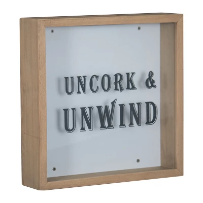 "Uncork & Unwind" Wooden Cork Holder Shadow Box - Foreside Home & Garden 1 "Uncork & Unwind" Wooden Cork Holder Shadow Box - Foreside Home & Garden