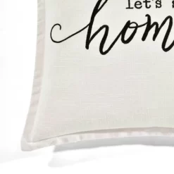 20"x20" Oversize 'Let's Stay At Home' Family-Friendly Square Throw Pillow Cover White - Lush Décor