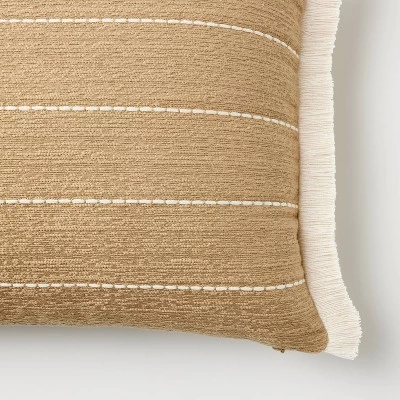 Oversized Embroidered Striped Lumbar Throw Pillow Brown - Threshold™ Designed With Studio McGee 2 Oversized Embroidered Striped Lumbar Throw Pillow Brown - Threshold™ Designed With Studio McGee - Image 2