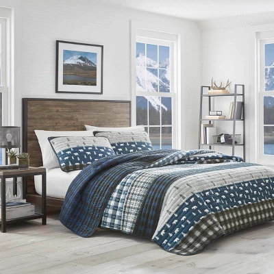 Creek Plaid Reversible Quilt Set Blue - Eddie Bauer 2 Creek Plaid Reversible Quilt Set Blue - Eddie Bauer - Image 2