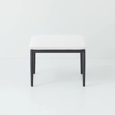 Cushioned Metal Outdoor Ottoman - Cream/Black - Hearth & Hand™ With Magnolia 2 Cushioned Metal Outdoor Ottoman - Cream/Black - Hearth & Hand™ With Magnolia - Image 2