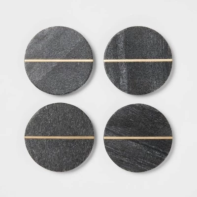 4pk Marble Coasters Gray - Threshold™ 2 4pk Marble Coasters Gray - Threshold™ - Image 2