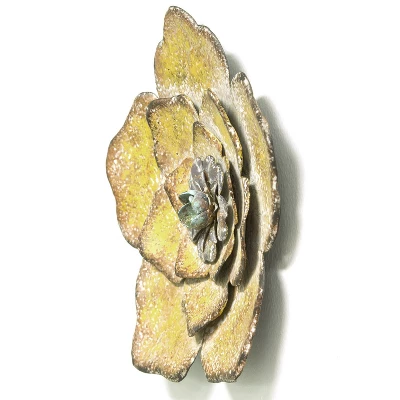 Stratton Home Decor S09593 Set Of 3 Metal Rustic Flower Wall Decor, Multicolor 2 Stratton Home Decor S09593 Set Of 3 Metal Rustic Flower Wall Decor, Multicolor - Image 2