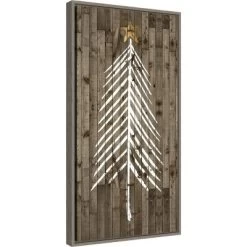 14" X 26" Wooded Whimsy I Tree By Grace Popp Framed Canvas Wall Art - Amanti Art