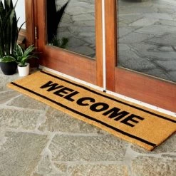 Juvale Natural Coco Large Welcome Mat For Entry Way, Long Coir Outdoor Rug, Nonslip, 17 X 60 In