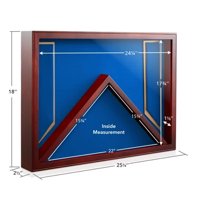 Reminded Military Shadow Box Display Case For Medals & Burial Flag - Solid Wood Cabinet With Velvet Insert 3 Reminded Military Shadow Box Display Case For Medals & Burial Flag - Solid Wood Cabinet With Velvet Insert - Image 3