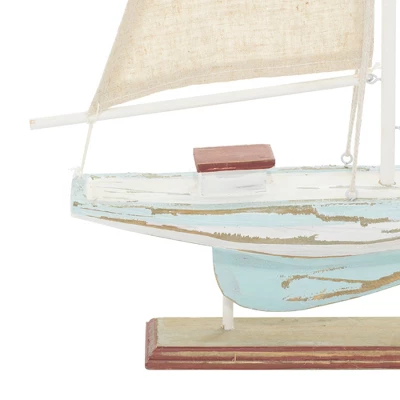 22" X 14" Decorative Coastal Pine Wood And Linen Sailing Boat Sculpture - Olivia & May 20 22" X 14" Decorative Coastal Pine Wood And Linen Sailing Boat Sculpture - Olivia & May - Image 20