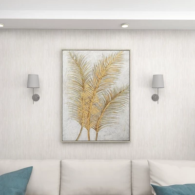 Canvas Leaf Framed Wall Art With Silver Frame Gold - CosmoLiving By Cosmopolitan 11 Canvas Leaf Framed Wall Art With Silver Frame Gold - CosmoLiving By Cosmopolitan - Image 11