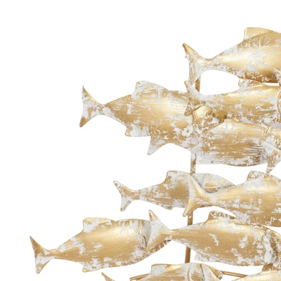 18" X 24" Decorative Coastal Style Carved Metal Fish Sculpture White/Gold - Olivia & May 5 18" X 24" Decorative Coastal Style Carved Metal Fish Sculpture White/Gold - Olivia & May - Image 5
