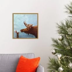 16" X 16" Moose And Rabbit By Lucia Stewart Framed Canvas Wall Art - Amanti Art -Art Wall Deals Store GUEST 294dd7a8 77be 4378 947d fcbe5527d856