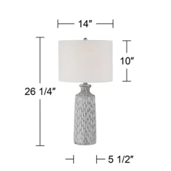 360 Lighting Patrick Modern Coastal Table Lamp 26 1/4" High Gray White Wash Geometric Ceramic Drum Fabric Shade For Bedroom Living Room Bedside Office -Art Wall Deals Store GUEST 2d5b0cf3 a0d6 483b 8d5c e2708d91b063