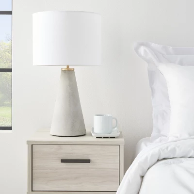 22" Modern Light Grey Cement Table Lamp - Nourison 1 22" Modern Light Grey Cement Table Lamp - Nourison