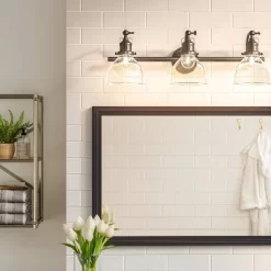 3-Light Industrial Glass Chandelier Matte Black - Threshold™