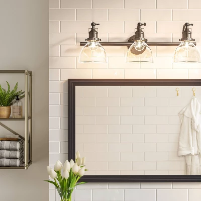 3-Light Industrial Glass Chandelier Matte Black - Threshold™ 1 3-Light Industrial Glass Chandelier Matte Black - Threshold™