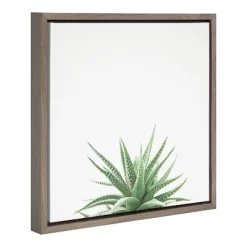 16" X 16" Succulent Simplicity I Neutral Framed Canvas Wall Art - Amanti Art