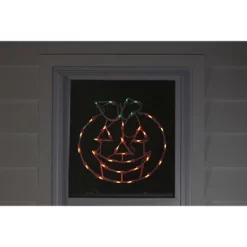 Northlight 14" Jack-O-Lantern Double Sided Halloween Window Silhouette Decoration - Orange/Green -Art Wall Deals Store GUEST 327d74f4 9662 476f 841a 7572ca6648d9