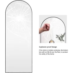 Muselady 63" Height X 20" Width Oversize Arch-Crowned Top Full Length Floor Mirror With Stand-The Pop Home -Art Wall Deals Store GUEST 35212b6d 7994 4144 b89a 72ab1622ded9