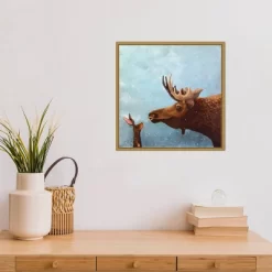 16" X 16" Moose And Rabbit By Lucia Stewart Framed Canvas Wall Art - Amanti Art -Art Wall Deals Store GUEST 37f0c805 fe0e 45f9 9ccf 9522aed26910