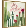 16" X 16" Christmas Cactus I Feliz Navidad By Grace Popp Framed Canvas Wall Art - Amanti Art