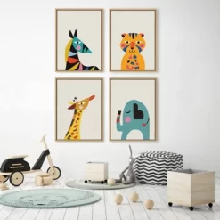 18" X 24" Sylvie Mid Century Modern Baby Zebra Framed Canvas Wall Art By Rachel Lee Natural - Kate And Laurel -Art Wall Deals Store GUEST 3be3d563 792b 4884 8cf2 ca0900883ff8