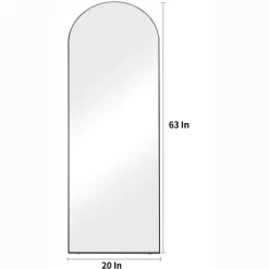 Muselady 63" Height X 20" Width Oversize Arch-Crowned Top Full Length Floor Mirror With Stand-The Pop Home