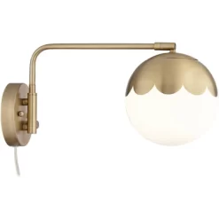 360 Lighting Kelowna Mid Century Modern Swing Arm Wall Lamp Brass Plug-in Light Fixture Globe Glass Shade For Bedroom Bedside Living Room Reading Home 11 360 Lighting Kelowna Mid Century Modern Swing Arm Wall Lamp Brass Plug-in Light Fixture Globe Glass Shade For Bedroom Bedside Living Room Reading Home -Art Wall Deals Store GUEST 4299e71a d79a 43be b329 edc2b283d37e