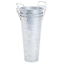 Farmlyn Creek 4-Pack 10-Inch Galvanized Flower Buckets With Handles, Metal Floral Vases For Fresh Flowers And Dried Floral Table Arrangements -Art Wall Deals Store GUEST 4311cfc1 2e96 4217 98a2 dd98085a1f6d