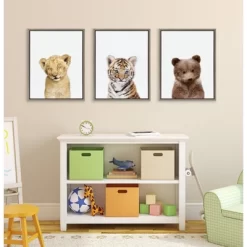 3pc Sylvie Lions And Tigers And Bears Framed Wall Canvases By Amy Peterson Gray - Kate & Laurel All Things Decor -Art Wall Deals Store GUEST 46355327 086b 4504 85d9 b48bf7fc9abd