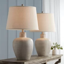 Regency Hill Glenn Rustic Country Cottage Table Lamps 27" Tall Set Of 2 Brushed Gray Terra Cotta Beige Fabric Shade For Bedroom Living Room Nightstand 15 Regency Hill Glenn Rustic Country Cottage Table Lamps 27" Tall Set Of 2 Brushed Gray Terra Cotta Beige Fabric Shade For Bedroom Living Room Nightstand -Art Wall Deals Store GUEST 47d0c031 375f 45d2 a794 775d4fee2b90