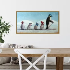 26" X 14" Ski School Penguins By Lucia Heffernan Framed Canvas Wall Art - Amanti Art -Art Wall Deals Store GUEST 49da27c5 4c6d 460b b5a8 2c45cc898c76
