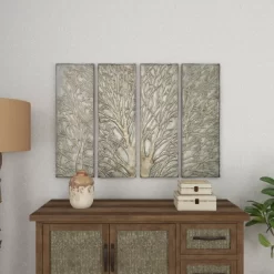 Metal Tree Wall Decor With Embossed Design Set Of 4 Brown - Olivia & May -Art Wall Deals Store GUEST 4d817638 3c82 47ee 8e4e d1c1d66c1af5