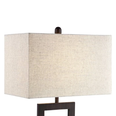 360 Lighting Todd Modern Table Lamp 30" Tall Bronze Rectangular With USB And AC Power Outlet In Base Oatmeal Fabric Shade For Living Room Office House 6 360 Lighting Todd Modern Table Lamp 30" Tall Bronze Rectangular With USB And AC Power Outlet In Base Oatmeal Fabric Shade For Living Room Office House - Image 6