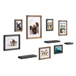 10pc Bordeaux Frame Box Set Rustic Brown/Charcoal Gray - Kate & Laurel All Things Decor