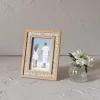 4X6 Inch Floral Picture Frame Tan Fabric Framed In Wood With MDF & Glass By Foreside Home & Garden