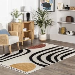 NuLOOM Stefanie Abstract Shapes Tassel Area Rug