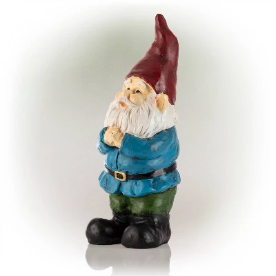 12" Polyresin Bearded Garden Gnome Statue With Red Hat - Alpine Corporation 2 12" Polyresin Bearded Garden Gnome Statue With Red Hat - Alpine Corporation - Image 2