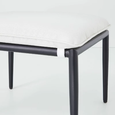 Cushioned Metal Outdoor Ottoman - Cream/Black - Hearth & Hand™ With Magnolia 3 Cushioned Metal Outdoor Ottoman - Cream/Black - Hearth & Hand™ With Magnolia - Image 3