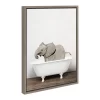 18" X 24" Sylvie Baby Elephant In The Tub Framed Canvas Wall Art By Amy Peterson Gray - Kate And Laurel