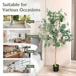 Costway 5.5FT Artificial Tree Fake Eucalyptus Tree For Living Room Office Home Decor 16 Costway 5.5FT Artificial Tree Fake Eucalyptus Tree For Living Room Office Home Decor -Art Wall Deals Store GUEST 61b27ecc 1437 4801 8a83 615b9a224855