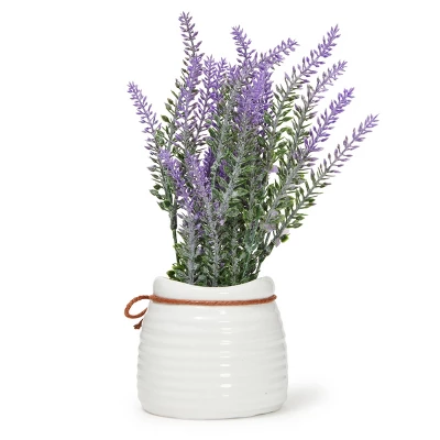Juvale Artificial Lavender Flowers In Ceramic Vase For Bathroom Decor (9 X 3.3 In) 6 Juvale Artificial Lavender Flowers In Ceramic Vase For Bathroom Decor (9 X 3.3 In) - Image 6