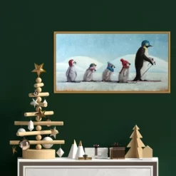 26" X 14" Ski School Penguins By Lucia Heffernan Framed Canvas Wall Art - Amanti Art -Art Wall Deals Store GUEST 6942dbfb b071 4e5e 93b3 0bffac263ca6