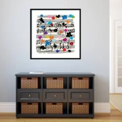 33" X 33" Floral Music Notes By Jenny Frean Wood Framed Wall Art Print - Amanti Art -Art Wall Deals Store GUEST 6cc08156 f090 40a4 bafc 058b1161fbe7