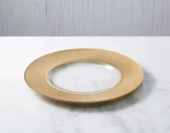 Classic Touch Set Of 4 Glass Chargers With Gold Dotted Border - 13"D