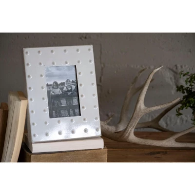 Cream Bubble Pattern 4x6 Inch Enamel Metal Decorative Picture Frame - Foreside Home & Garden 6 Cream Bubble Pattern 4x6 Inch Enamel Metal Decorative Picture Frame - Foreside Home & Garden - Image 6