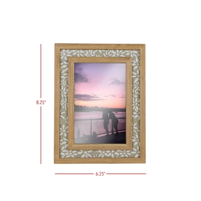 4X6 Inch Floral Picture Frame Tan Fabric Framed In Wood With MDF & Glass By Foreside Home & Garden 5 4X6 Inch Floral Picture Frame Tan Fabric Framed In Wood With MDF & Glass By Foreside Home & Garden - Image 5